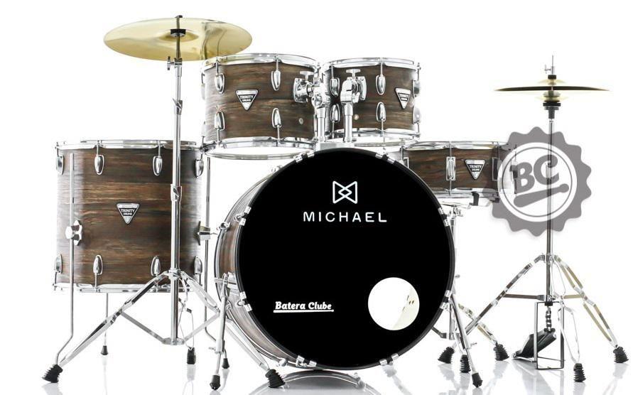 Bateria Michael Trinity Matte Oaky DMT322MDK com Bumbo 22",10",12",16" c/ Ferragens, Pratos e Banco BLACK FRIDAY