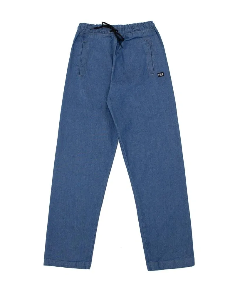 Calça Baggy Jeans Fire Small Logo (Azul)