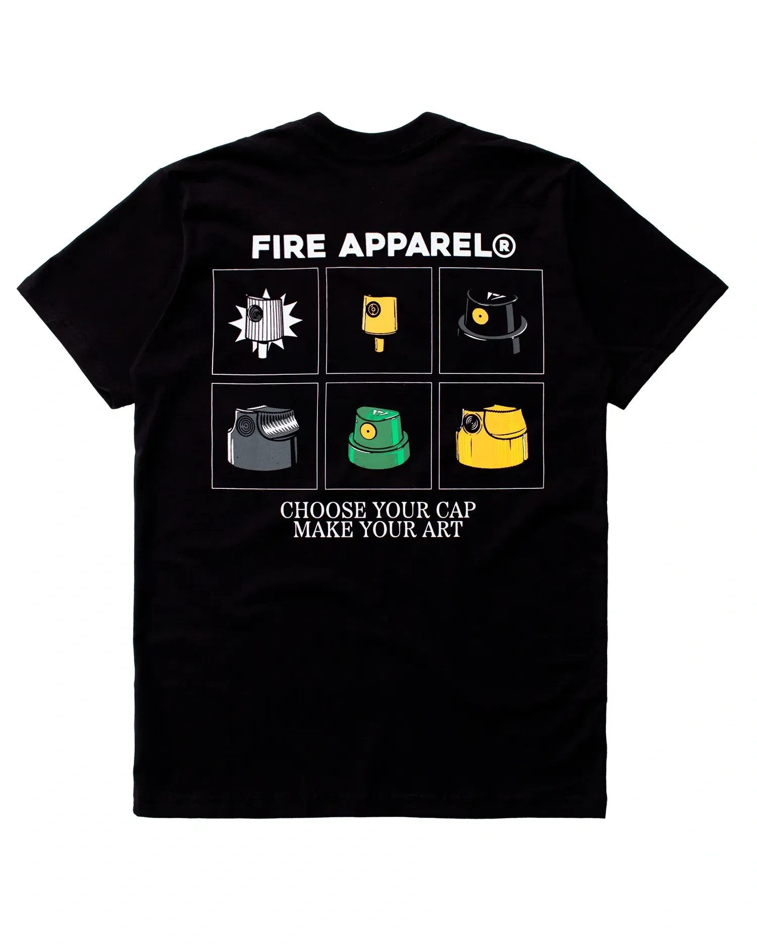Camiseta Básica Fire Choose Your Cap, Pop Art (Preto)