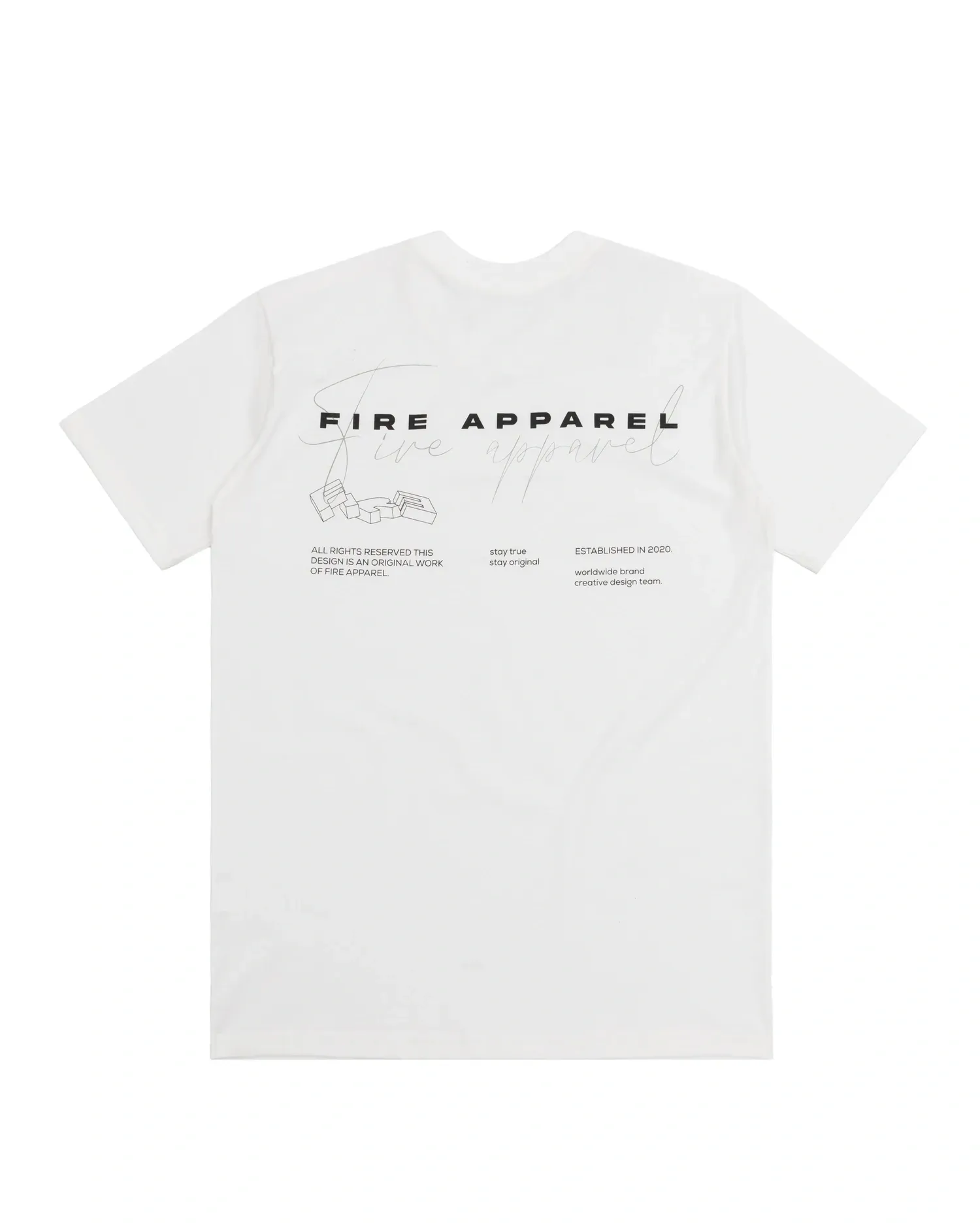 Camiseta Básica Fire Cursive Overlay (Offwhite)