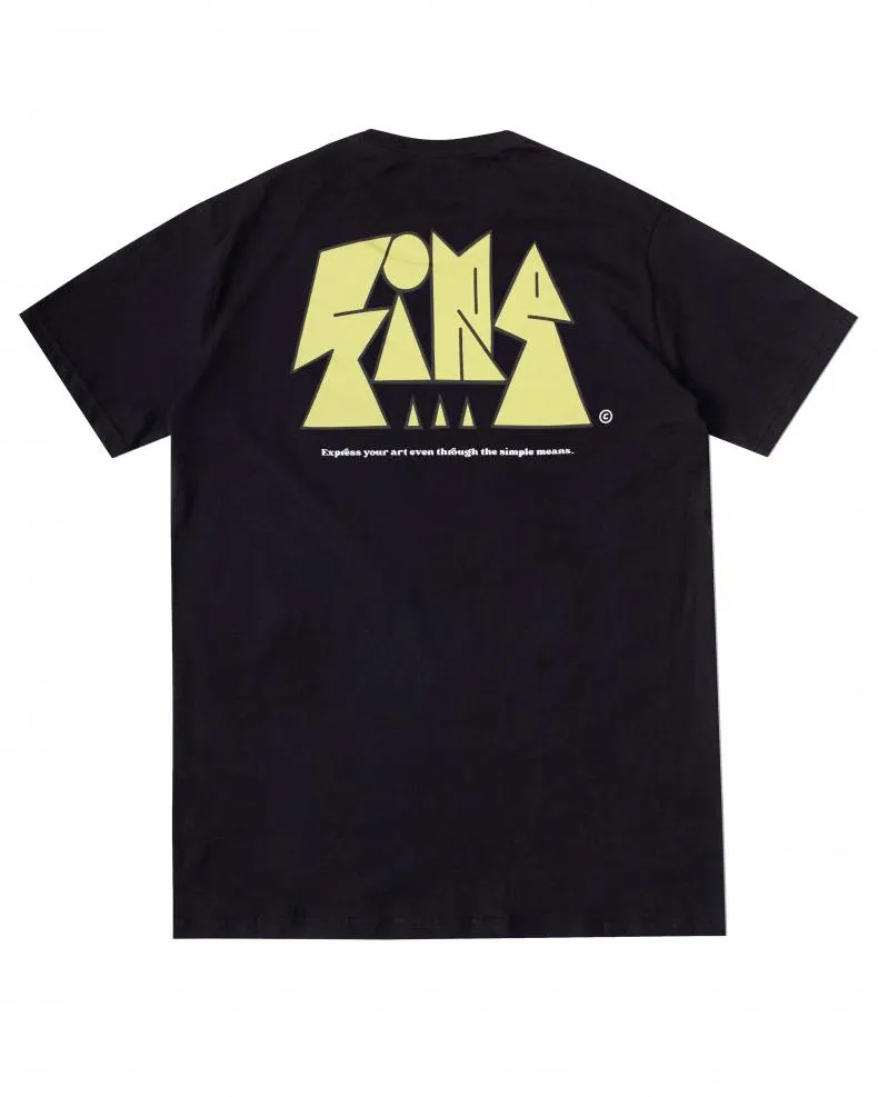 Camiseta Básica Fire Geometric Lettering  (Preto)