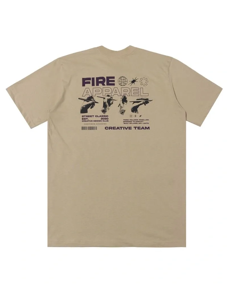 Camiseta Básica Fire Hands Of Arts (Bege)