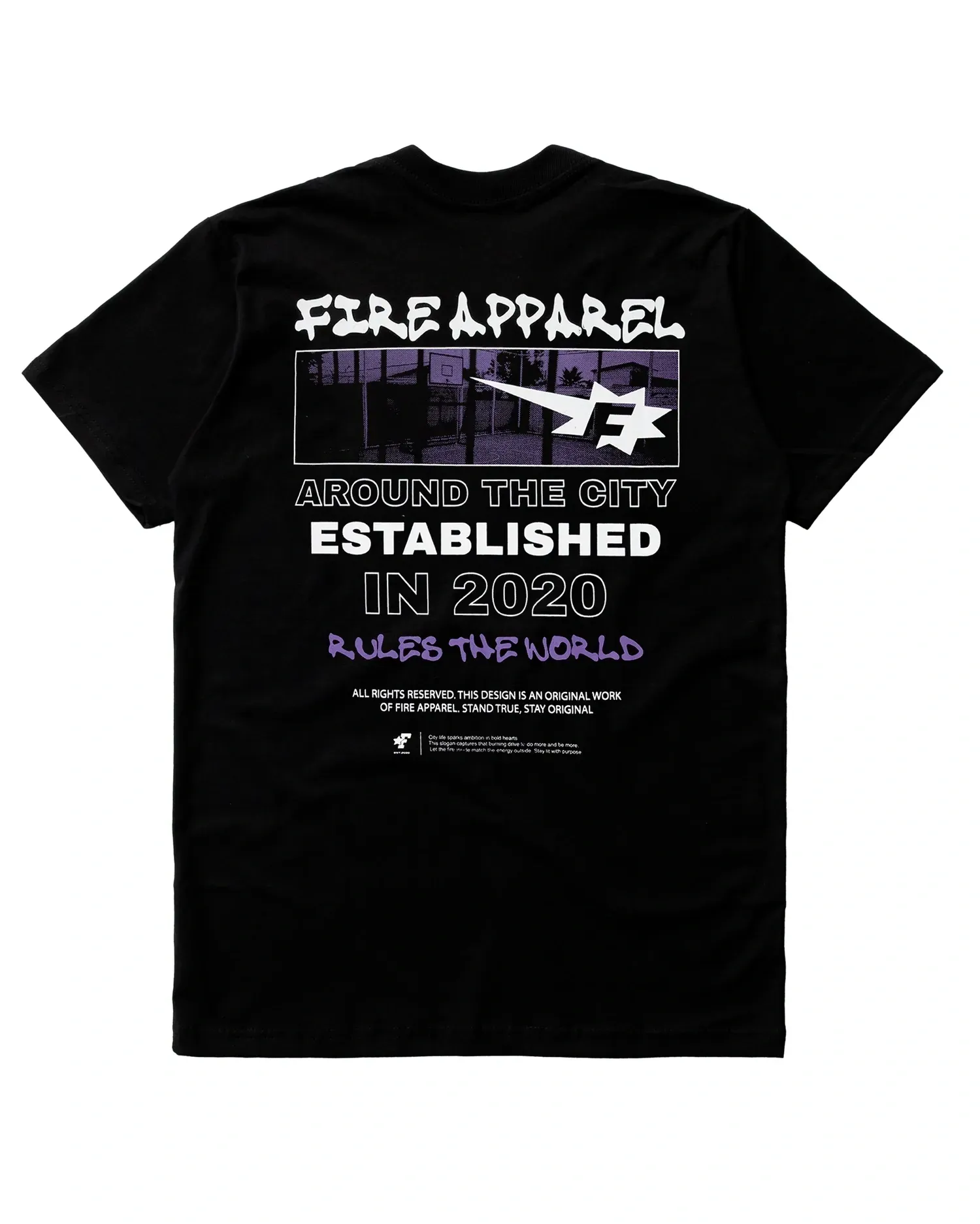 Camiseta Básica Fire Purple Drip (Preto)
