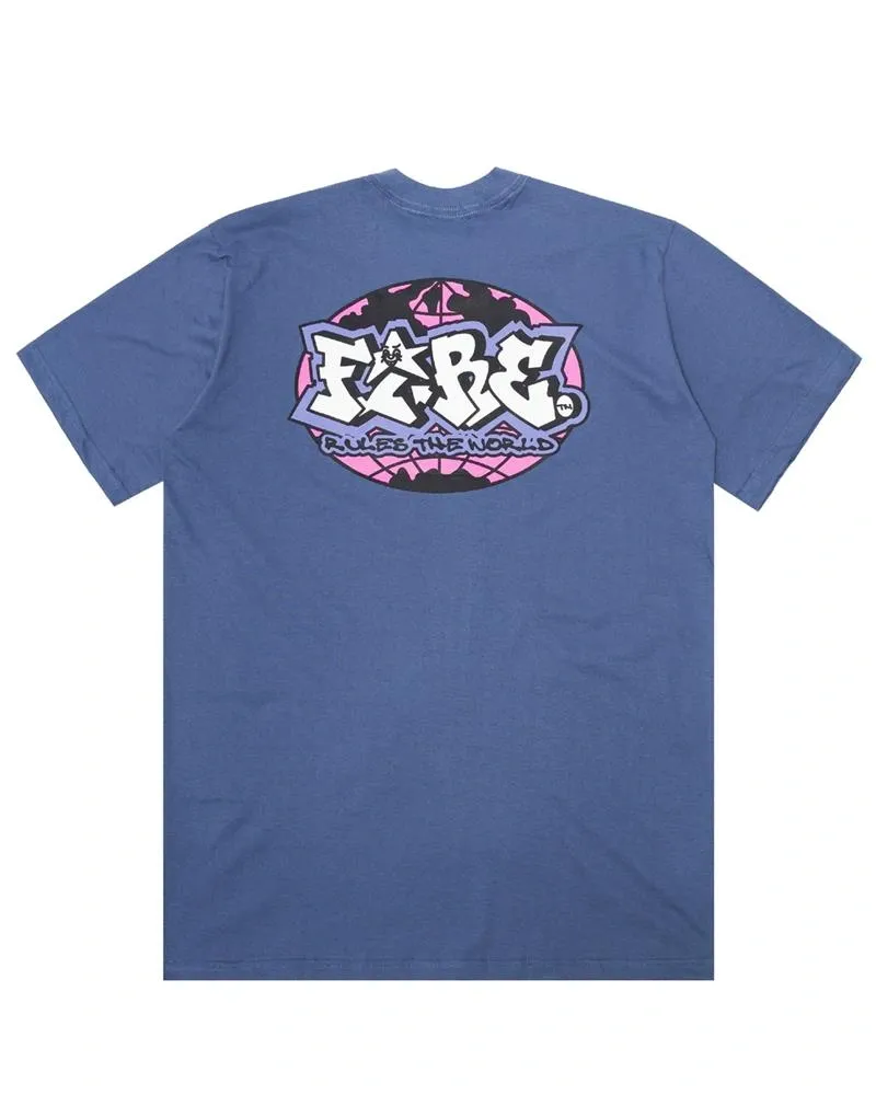 Camiseta Básica Fire Rules The World (Azul Majestic)