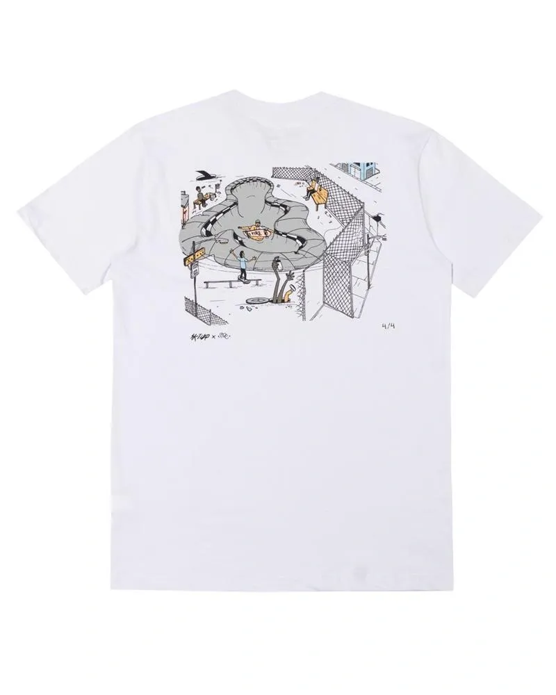 Camiseta Básica Fire X Skatelixo "Bowl" 4/4 (Branco)