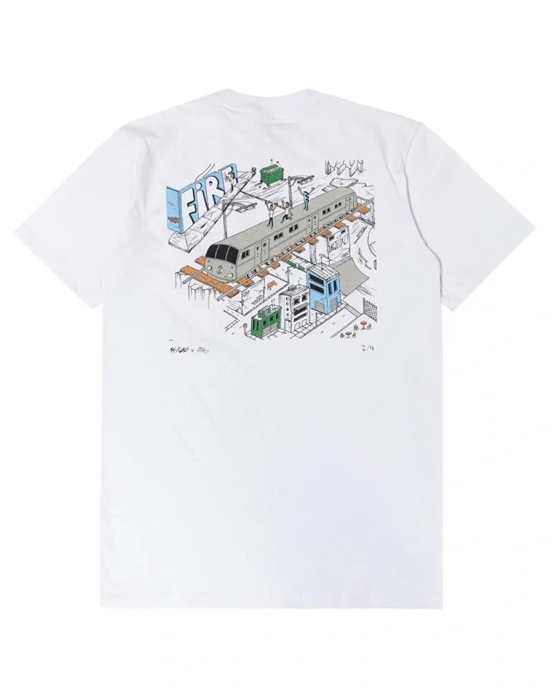 Camiseta Básica Fire X Skatelixo "City" 2/4 (Branco)