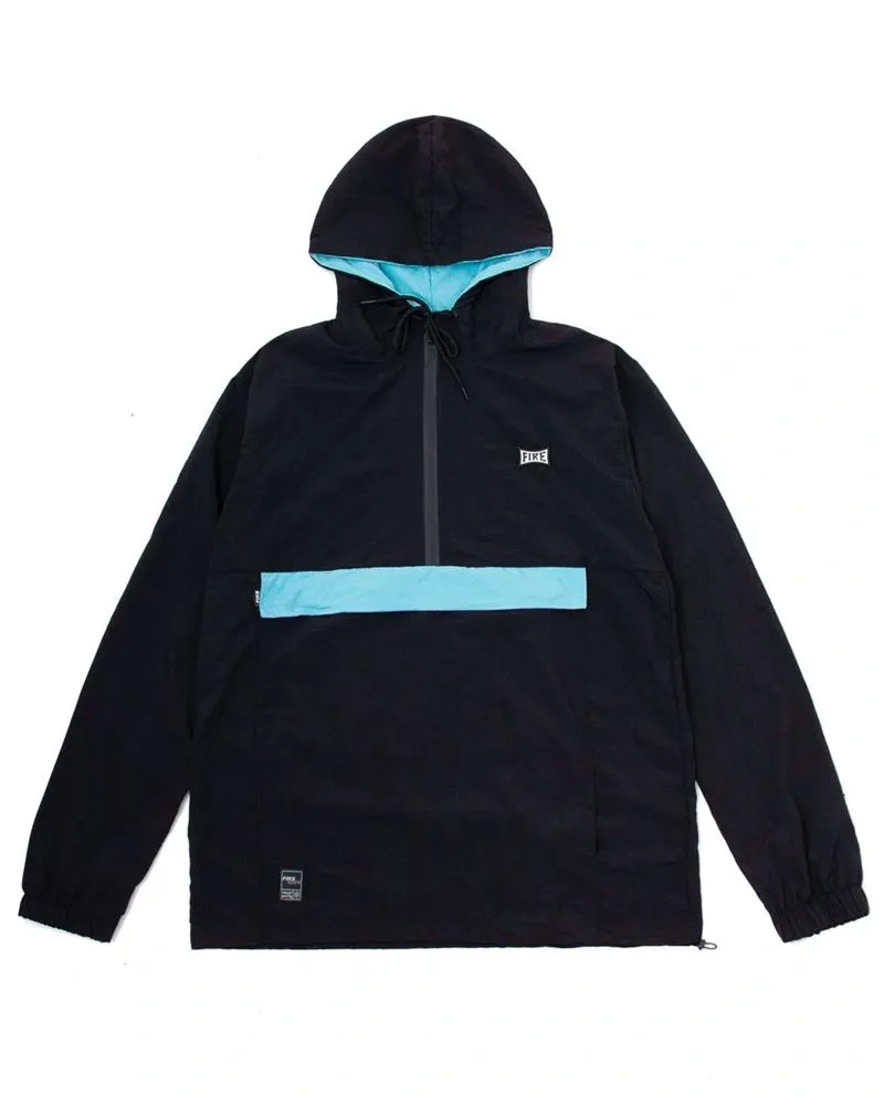 Corta Vento FIRE Anorak Taslan Square Logo  (Preto/Azul Claro)