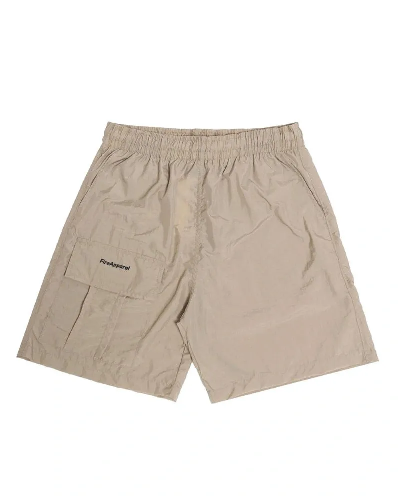 Shorts Fire Tactel Taslan Little Tag Bolso Front (Bege)