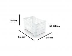 Caixa Vazada Plástico Virgem 55x 35x28 cm 50 Litros - Grassoeti
