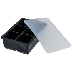 Forma De Gelo Silicone 6 Cubos 51mm Preta Com Tampa - Weck