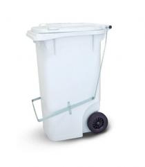 Lixeira Coletora Branco 240 Litros com Rodas e Pedal - Lar