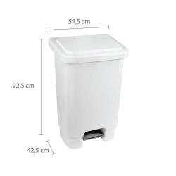 Lixeira Plástica Retangular 100 Litros com Pedal e Haste de Aço - Grassoeti