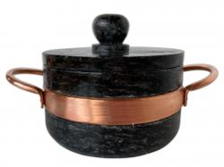 Mini Panela Pedra Sabão com Alca De Cobre 800 ml  - Bras Art