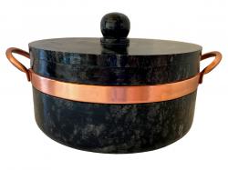 Panela Pedra Sabão com Alca De Cobre 3 Lts  - Bras Art