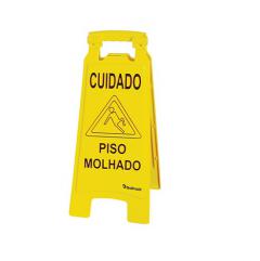 Placa Amarelo Sinalizadora Piso Molhado MVPL2000   - Bralimpia