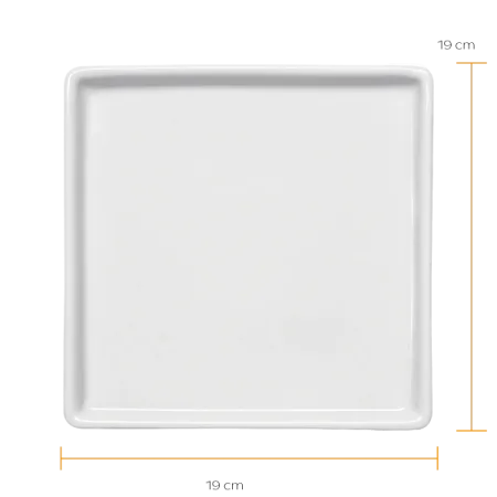 Prato Americano Quadrado Para Sobremesa  19 cm - Germer