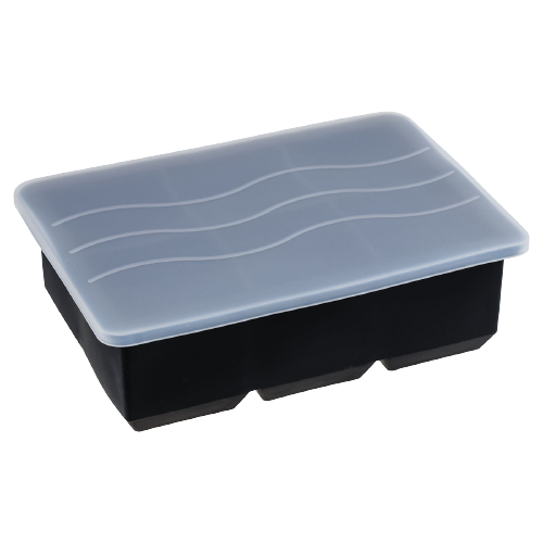 Forma De Gelo Silicone 6 Cubos 51mm Preta Com Tampa - Weck