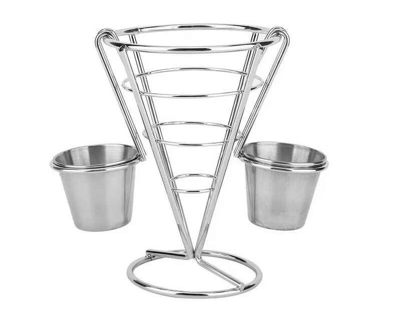 Petisqueira Inox Cone Com Duas Molheiras - Grassoeti