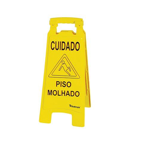 Placa Amarelo Sinalizadora Piso Molhado MVPL2000   - Bralimpia
