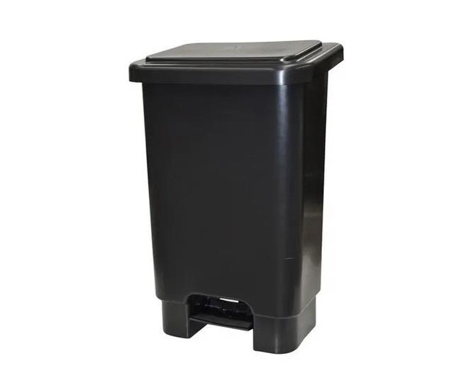 Lixeira Com Pedal 15 L Preta Haste Aço - Grassoeti