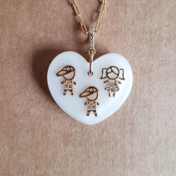 Pingente de Leite Materno com 3 Filhos Coração