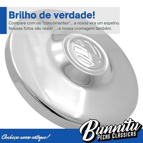 Jogo Calota Aço Cromada Primeira Linha Roda 4 Furos VW Fusca
