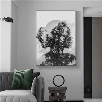 Quadro Decorativo Leão Preto e Cinza Pensativo - Decorarte Designer