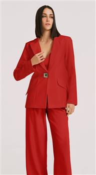 Blazer Morena Rosa Com Recorte Vermelho