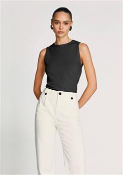 Blusa Morena Rosa Decote Redondo Cavada Básica Preto
