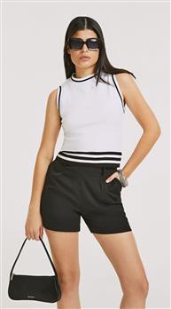 Blusa Morena Rosa Gola Redonda Sem Manga Tricôt Off White