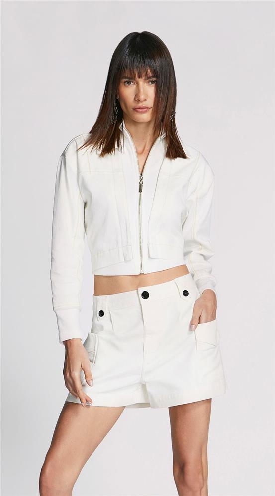 Jaqueta Morena Rosa Classica Com Retilínea Off White