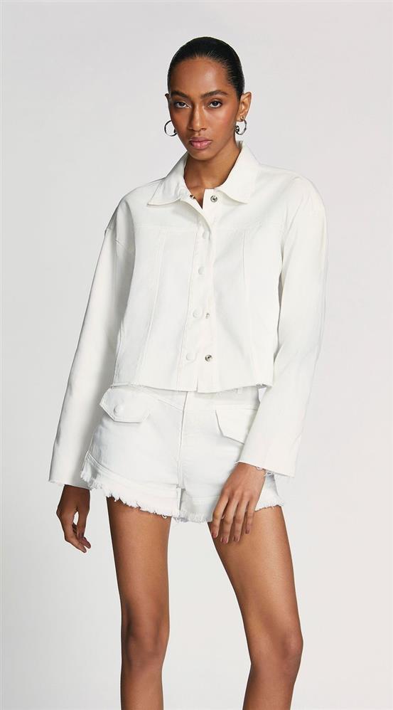 Jaqueta Morena Rosa Classica Ombro Deslocado Off White