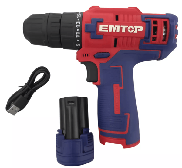 PARAFUSADEIRA E FURADEIRA EMTOP A BATERIA 12V/1,5AH COM 96