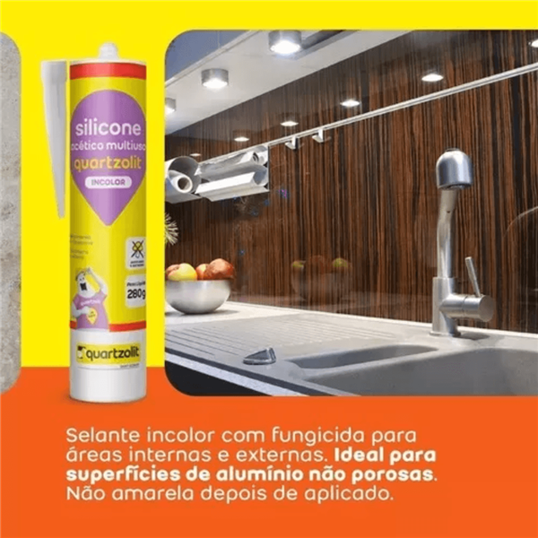 Silicone Acético Multiuso 280g Incolor Quartzolit :