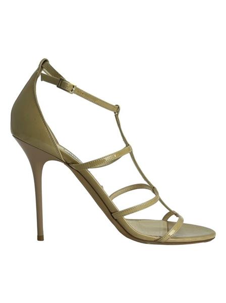 SANDALIA JIMMY CHOO VERNIZ TIRAS BEGE 41 : Sapatos : Trash Chic