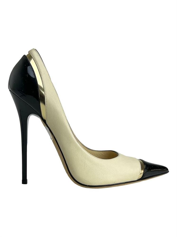 SAPATO JIMMY CHOO COURO SCARPIN PRETO CREME 36 5 Sapatos Trash Chic