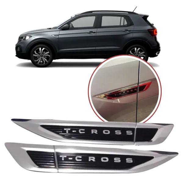 Kit Par Emblema Aplique Lateral Volkswagen T-cross 2019 a 2025