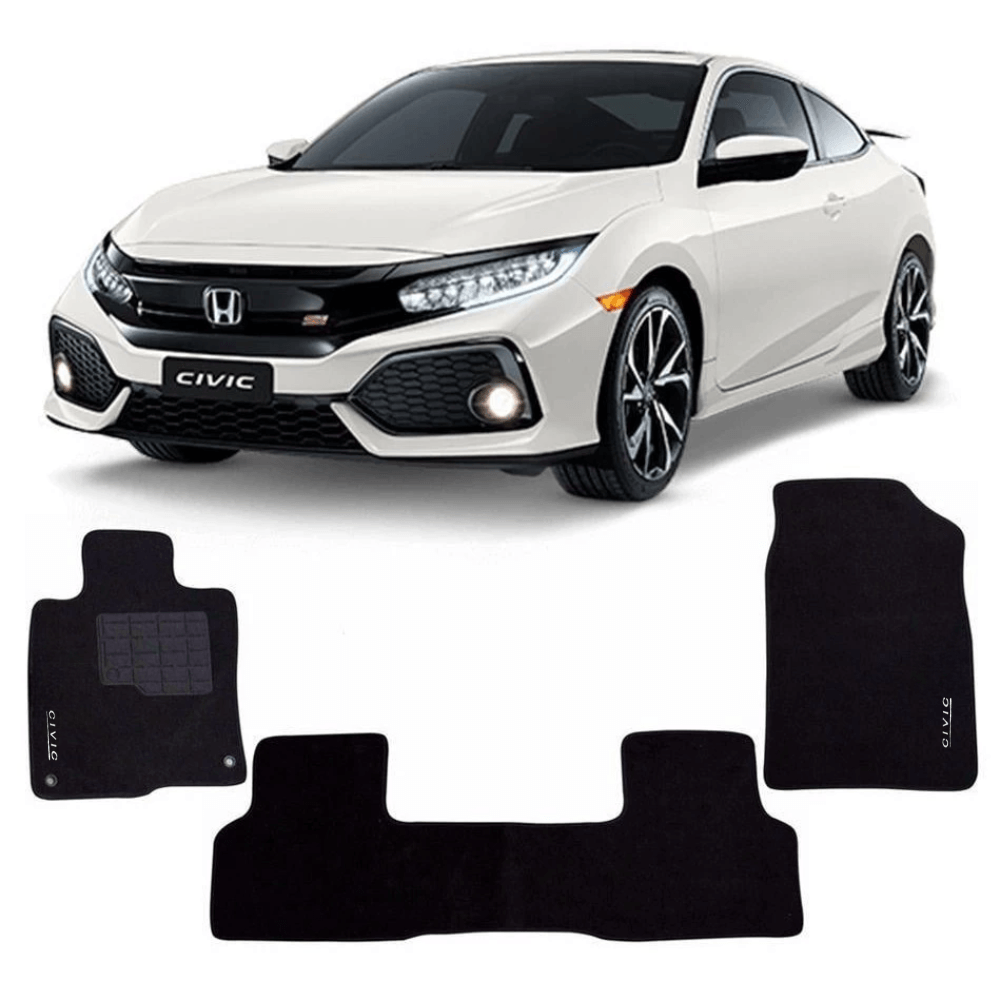 Jogo de Tapete Carpete Civic G10 2018 2019 2020 Preto 3 Peças Encaixe ...