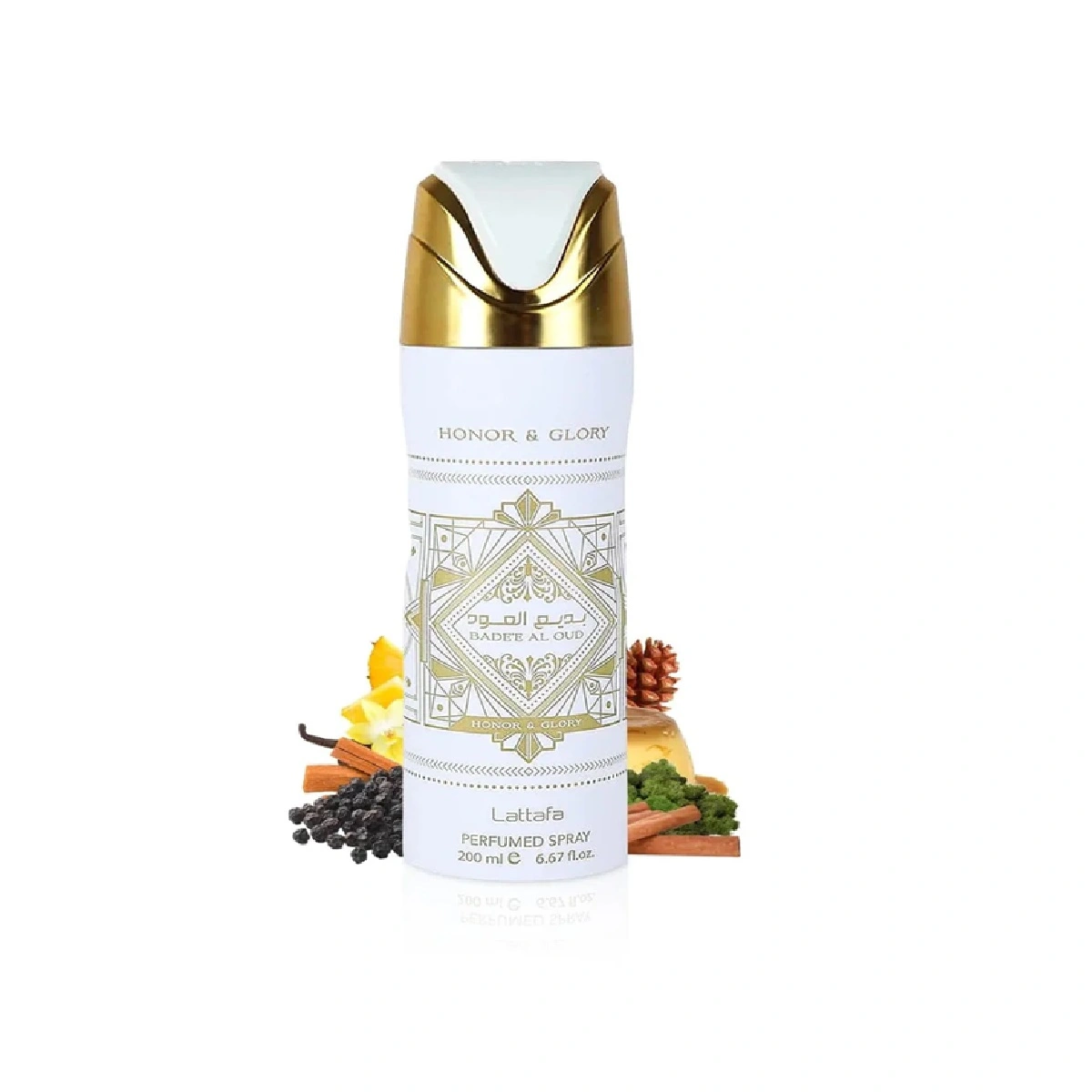 Desodorante Badee Al Oud Honor e Glory Lattafa Unisex 200ml - Perfumes Árabes Lattafa no Atacado