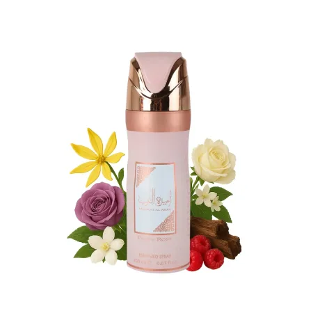 Desodorante Ameerat Al Arab Prive Rosé Lattafa Feminino 200ml - Perfumes Árabes Lattafa no Atacado