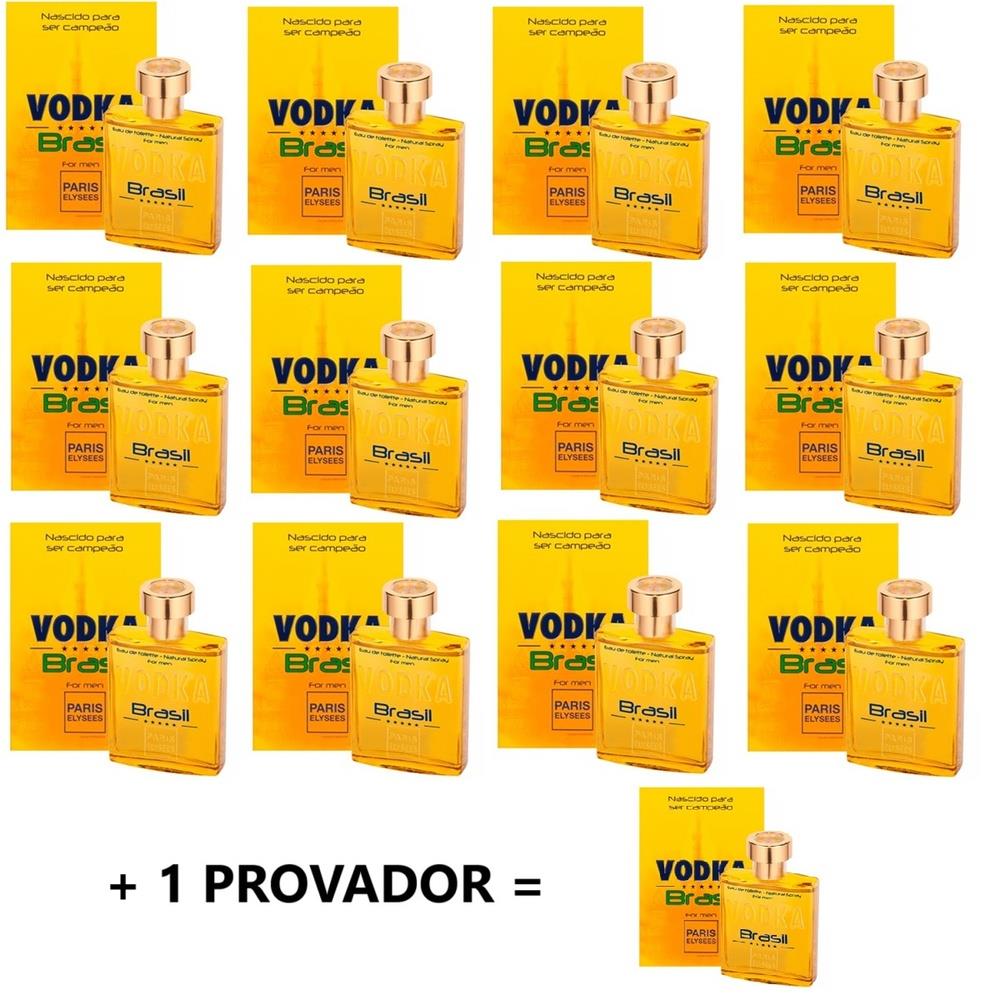KIT COM 12 Vodka Brasil Amarelo Paris Elysees + UM PROVADOR de 100 Ml - Paris Elysees Atacado