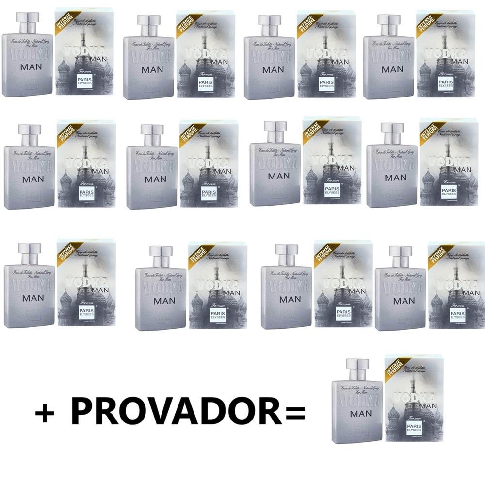KIT COM 12 Vodka Man Paris Elysees de 100ml + Um Provador - Atacado Paris Elysees