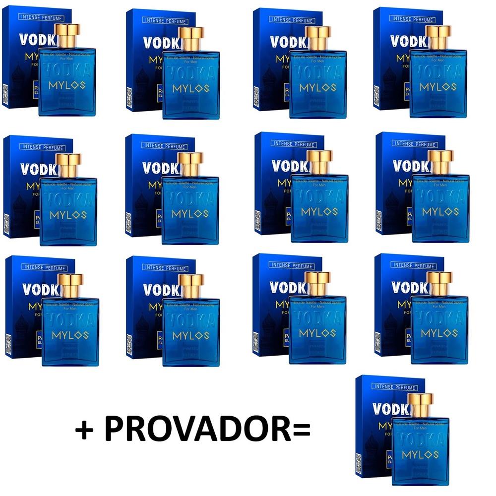 KIT COM 12 Vodka Mylos Paris Elysees Perfume Masculino EDT 100 ml + PROVADOR - Paris Elysees Atacado
