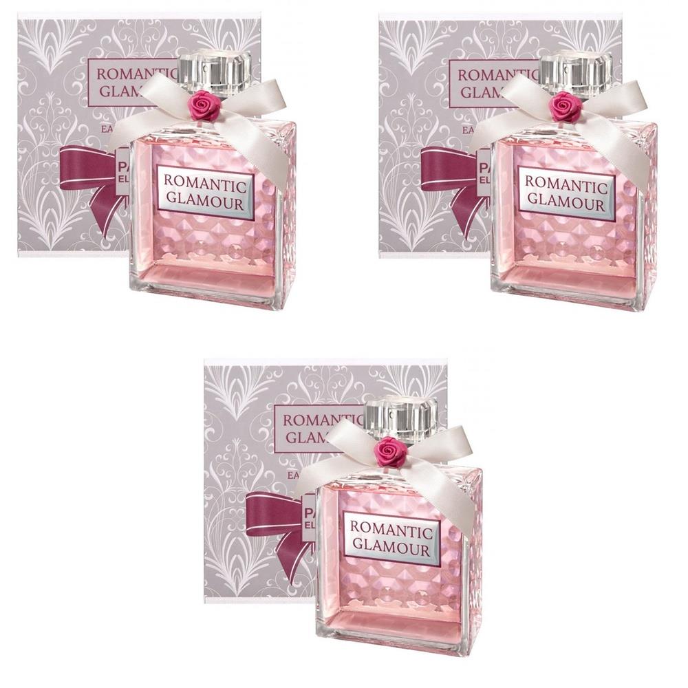 KIT COM 3 Romantic Glamour Paris Elysees Perfume Feminino de 100 ml