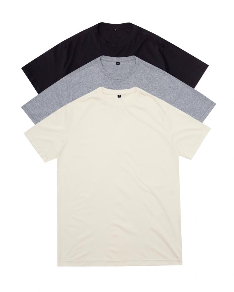 Kit 3 Camisetas Basicas (Off White/Mescla/Preta)