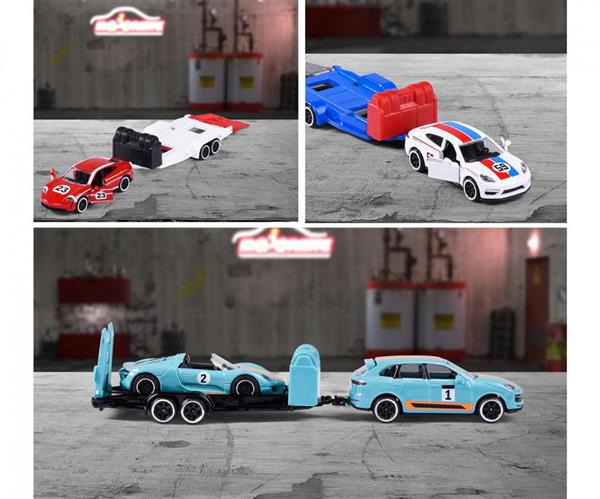 偉大な TRAILER RACE PORSCHE - MAJORETTE - 917 PORSCHE + S TURBO TAYCAN ミニカー