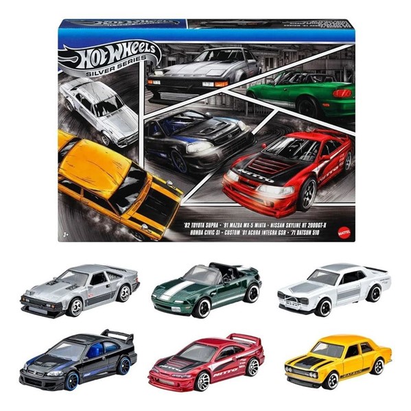 Hot Wheels JDM ミニカーセット 6台 HOT WHEELS SILVER SERIES | PACK 6 CARROS JDM PREMIUM