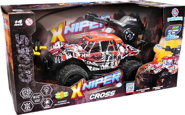 CARRO CONTROLE REMOTO XNIPER CROSS CANHÃO LANÇA BOLINHA GEL