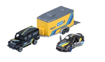 MAJORETTE  - RACING DELUXE TRAILER - LAND ROVER DEFENDER 110 + TOYOTA GR SUPRA
