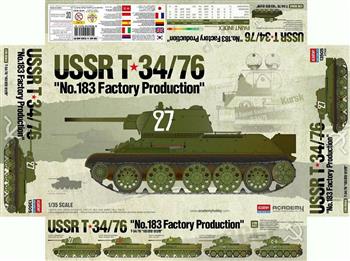 1/35 -T-34/76  - No. 183 FACTORY PRODUCTION - ACADEMY - #13505